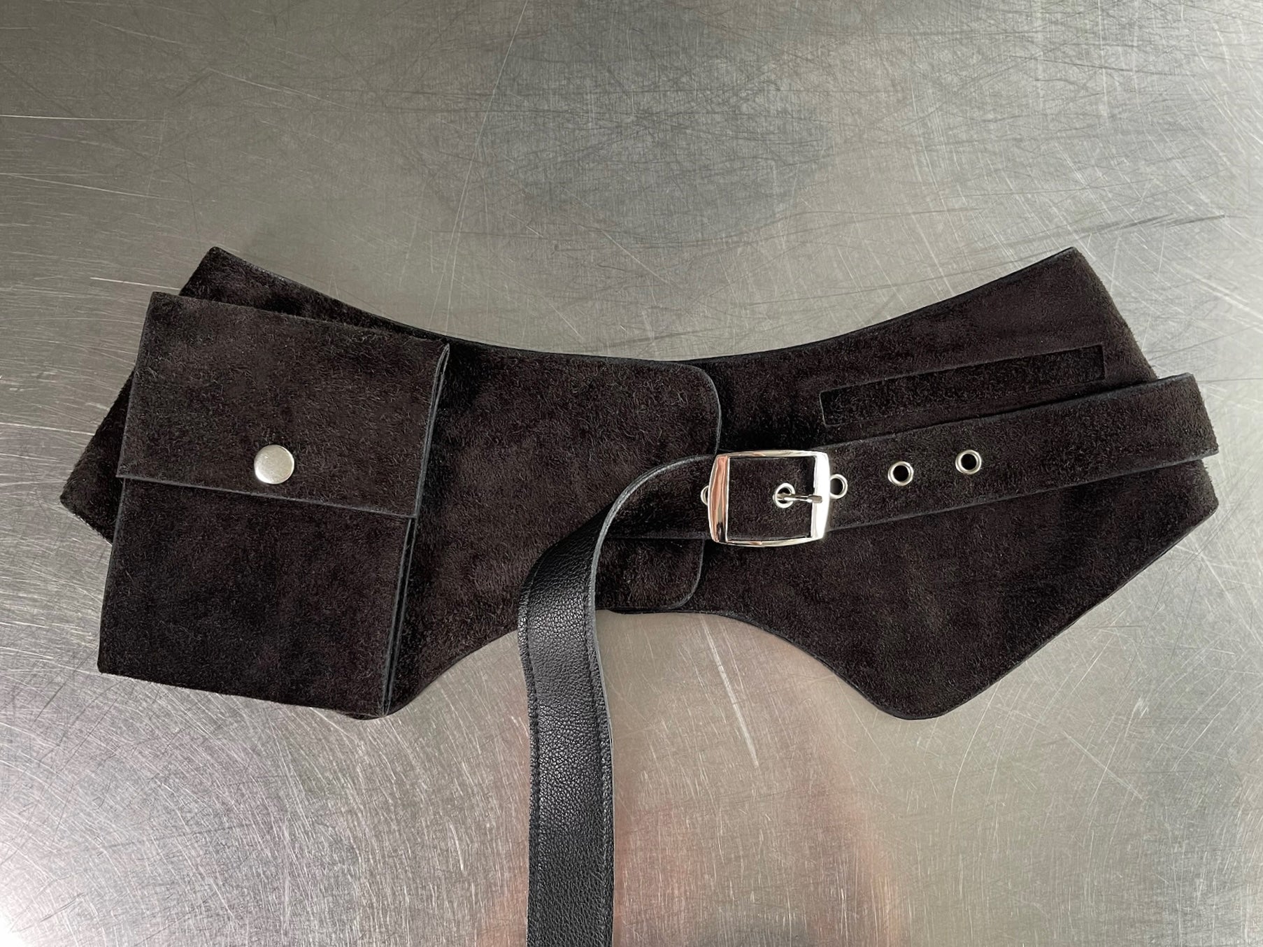 Graphite Reversible Suede Belt Bag