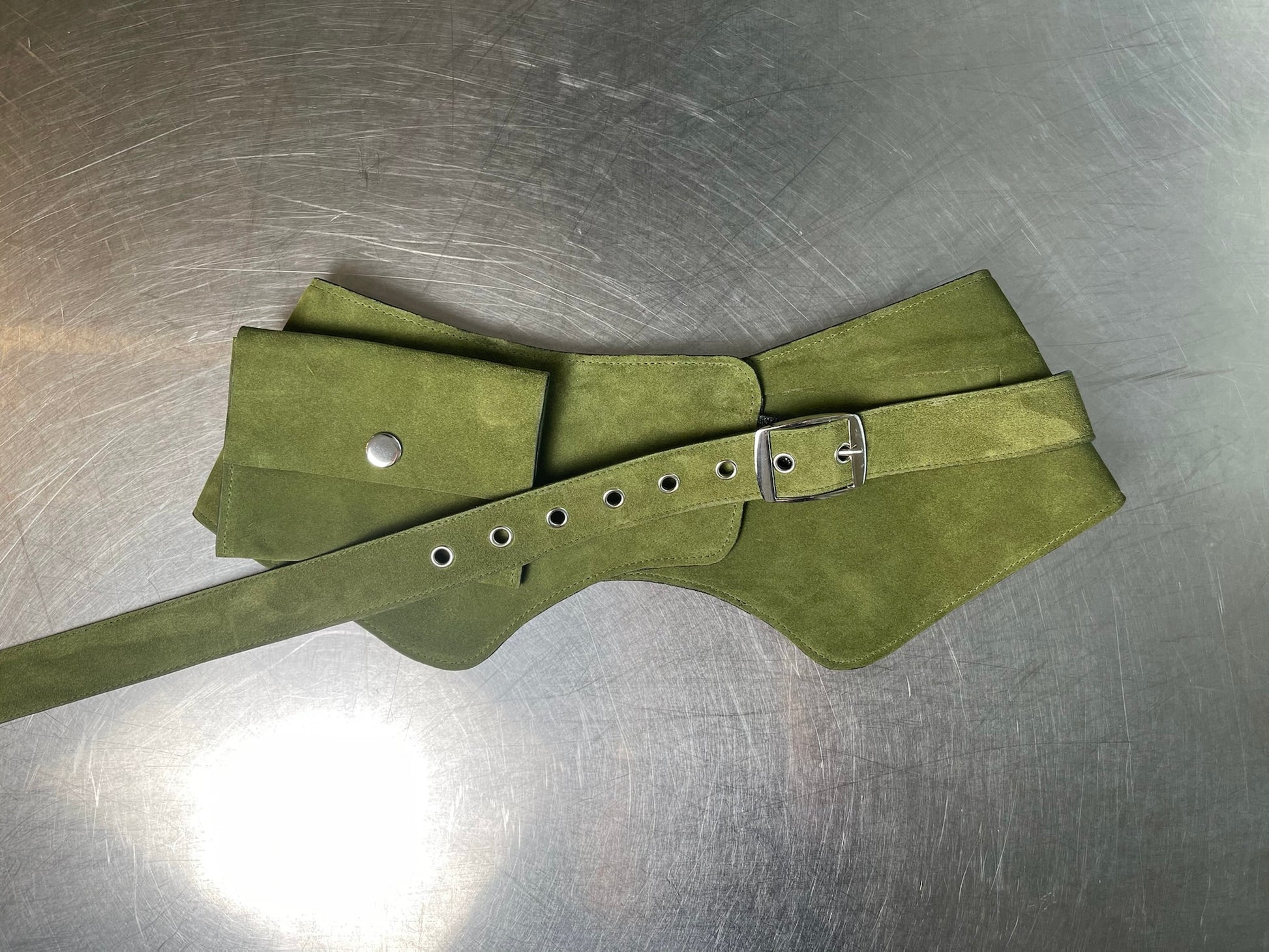 Moss Reversible Suede Belt Bag