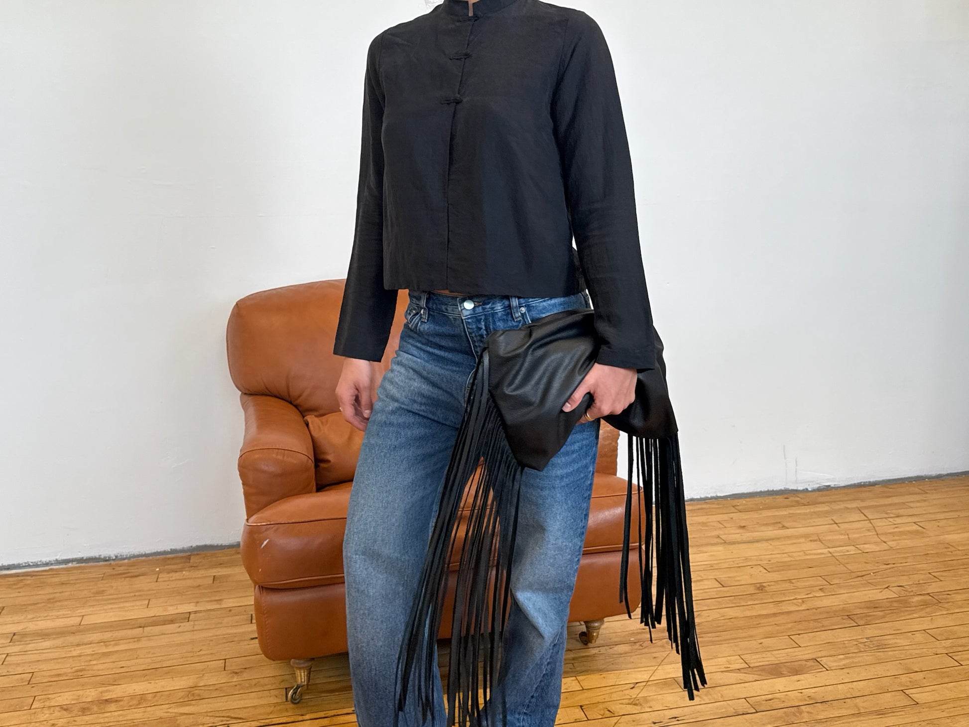 Fringe Clutch - Ink