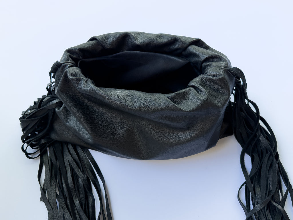 Fringe Clutch - Ink