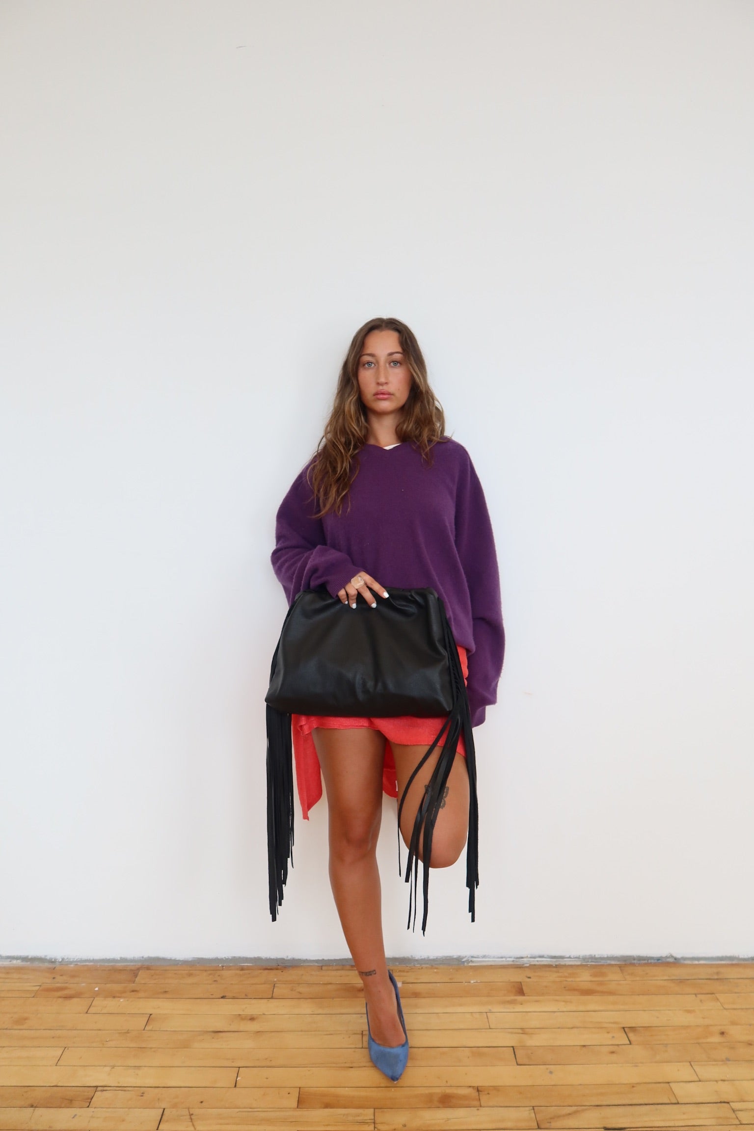 Fringe Clutch - Ink